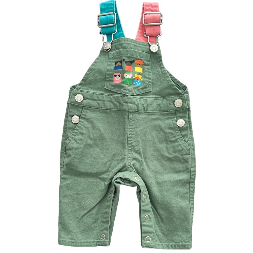 Christian Robinson green overall with pockets size 0-3 months